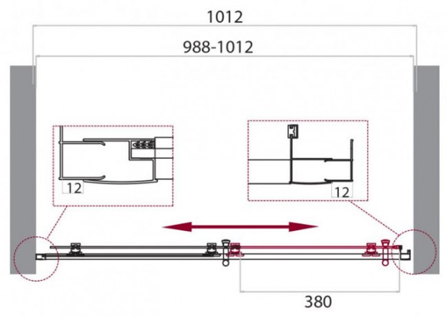 Душевая дверь BelBagno UNO-195-BF-1-100-C-Cr прозрачное