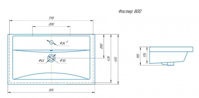 Тумба Emmy Вита 80 с раковиной Фостер vit80fstr2