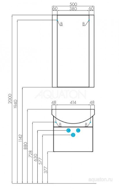 Тумба под раковину Акватон Ария 50 1A140301AA010 белая