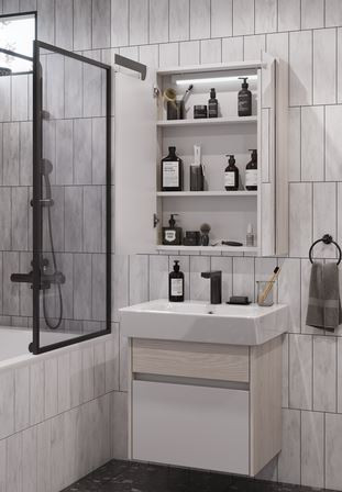 Зеркальный шкаф Акватон Верди PRO 60 1A206902VDAV0 белый ясень фабрик