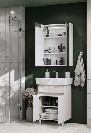 Зеркальный шкаф Акватон Верди PRO 60 1A206902VDAV0 белый ясень фабрик