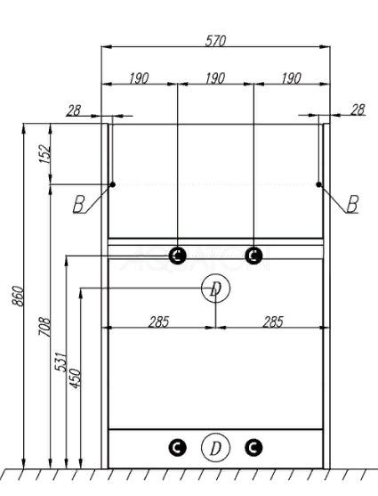 Комплект тумба Акватон Лондри 60 с раковиной Лондри 120 левая 1A2359K1LH010