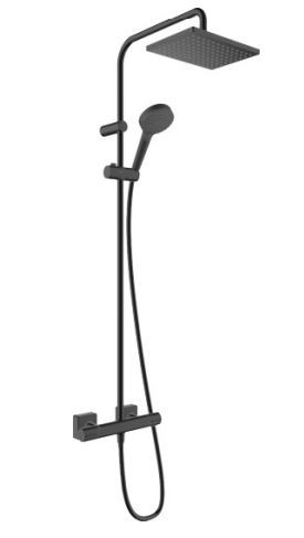 Душевая система Hansgrohe Vernis Shape Showerpipe 230 1jet EcoSmart 26097670 с термостатом черный матовый