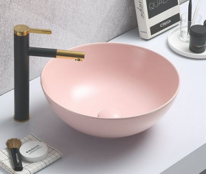 Раковина CeramaLux 104MP-3 41,5*41,5 накладная розовый матовый