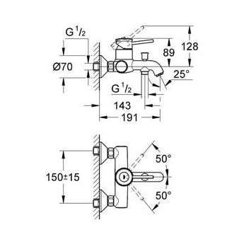 Комплект для ванны Grohe BauClassic 124404