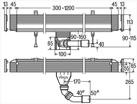 Душевой лоток Viega Advantix Vario 736552 для монтажа в стену