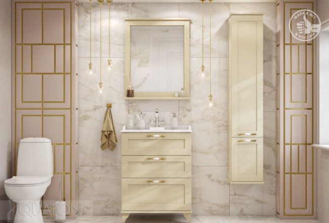 Шкаф-колонна Акватон Леон 1A186503LBPR0 дуб бежевый с бельевой корзиной