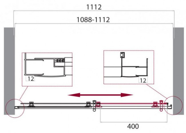 Душевая дверь BelBagno UNO-195-BF-1-110-C-Cr прозрачное