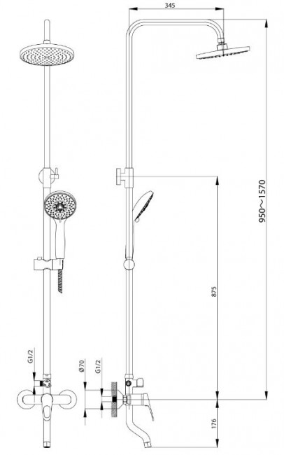 Душевая система Rossinka B35-46