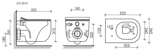 Унитаз подвесной Ceramica Nova Noel Rimless CN3013 безободковый с микролифтом
