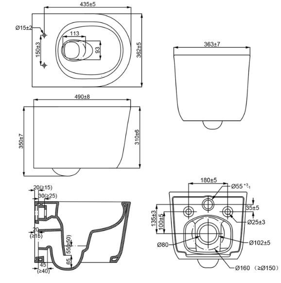 Унитаз подвесной Creo Ceramique LYon 2.0 LY1100R безободковый система смыва Торнадо с микролифтом