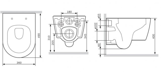 Унитаз подвесной Am.Pm Func FlashClean C8F1700MBSC безободковый с микролифтом черный матовый