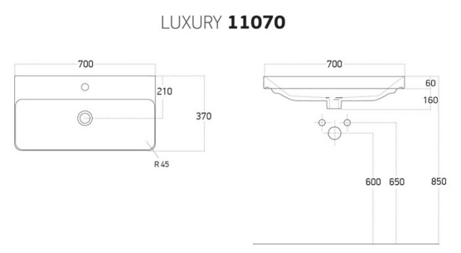 Тумба под раковину Dreja Luxury 70 99.2012 серый базальт