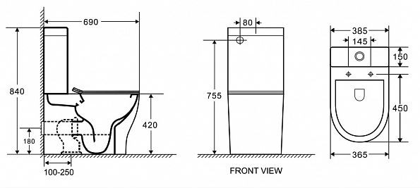 Унитаз напольный Azario Maro AZ-2154 безободковый с микролифтом