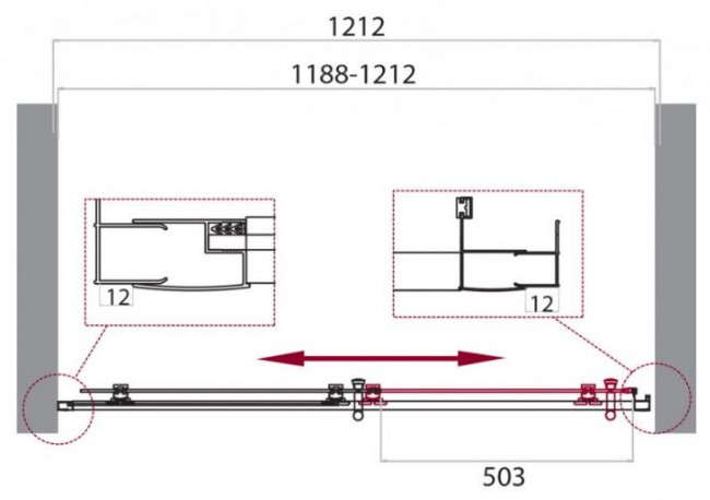 Душевая дверь BelBagno UNO-195-BF-1-120-C-Cr прозрачное
