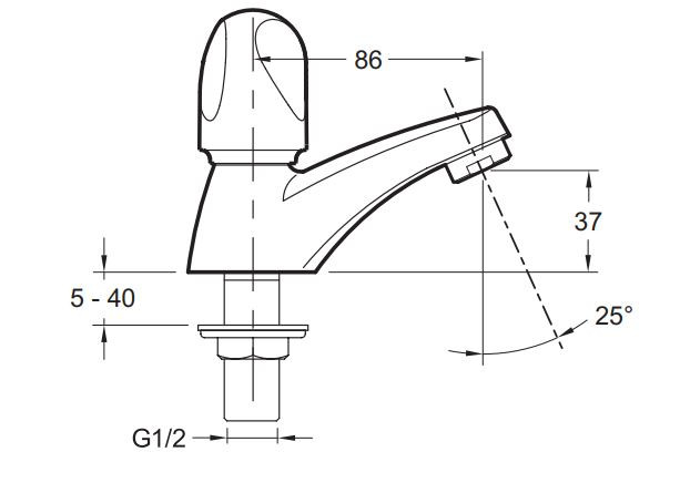 Кран холодной воды Jacob Delafon Galeo CD E72922-CP для раковины