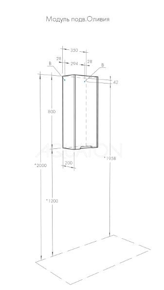 Шкаф навесной Акватон Оливия 1A254703OLUGL грей, дуб ойстер левый