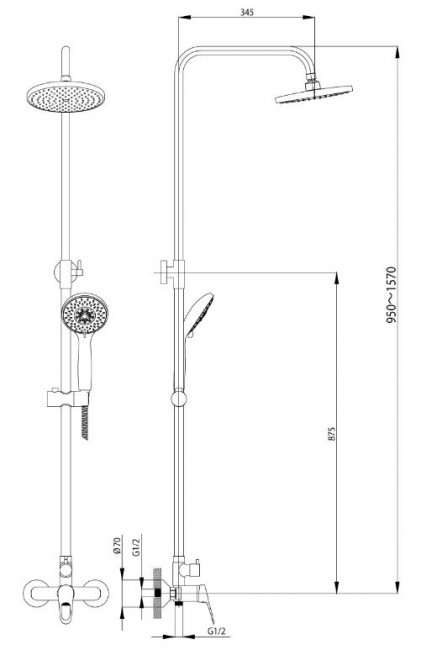 Душевая система Rossinka B35-45