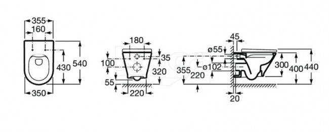 Комплект инсталляции Roca с унитазом The Gap Round Rimless 893105000