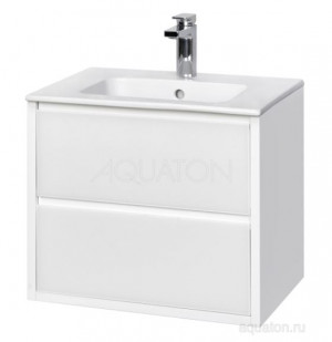 Комплект тумба Акватон Римини NEW 60 белый глянец с раковиной Victoria-N Unik 60 1A2266K1RN010