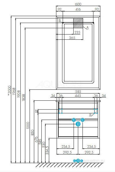 Комплект тумба Акватон Римини NEW 60 белый глянец с раковиной Victoria-N Unik 60 1A2266K1RN010