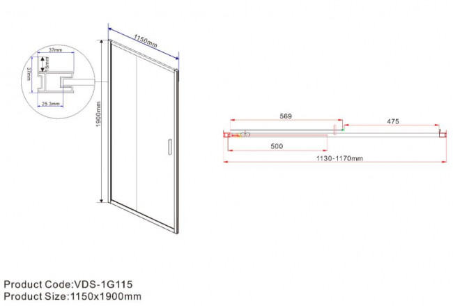 Душевая дверь Vincea Garda 115 VDS-1G115CH шиншилла