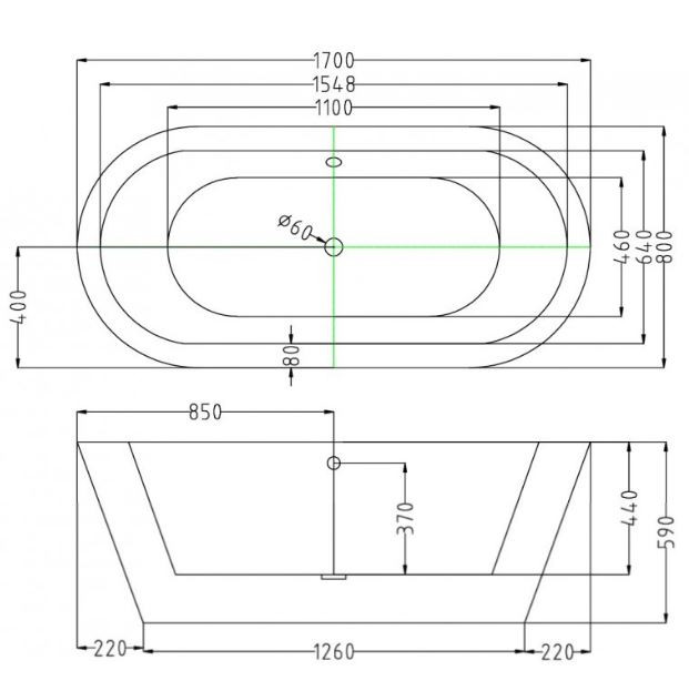 Ванна акриловая Esbano Berlin 170*80 ESVABERL
