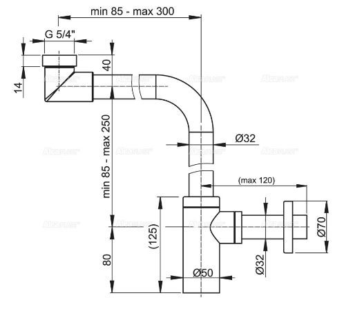 Сифон для раковины AlcaPlast A403