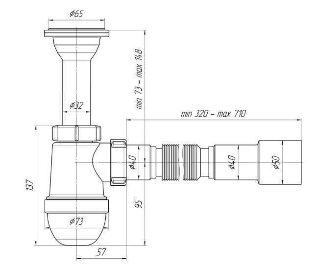 Сифон для раковины АНИ Пласт 1 1/4"*40 С2015