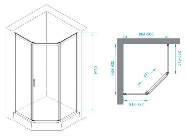Душевой уголок RGW PA-86 90*90 38088699-11 прозрачное