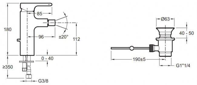 Смеситель Jacob Delafon Singulier E10865-CP для биде