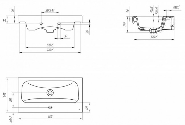 Тумба под раковину Aqwella City 60 CI0106DK дуб канадский