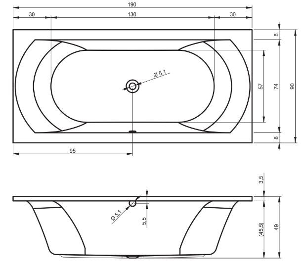 Ванна акриловая Riho Lima 190*90 B053001005