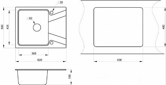 Мойка для кухни Granula 6201 базальт