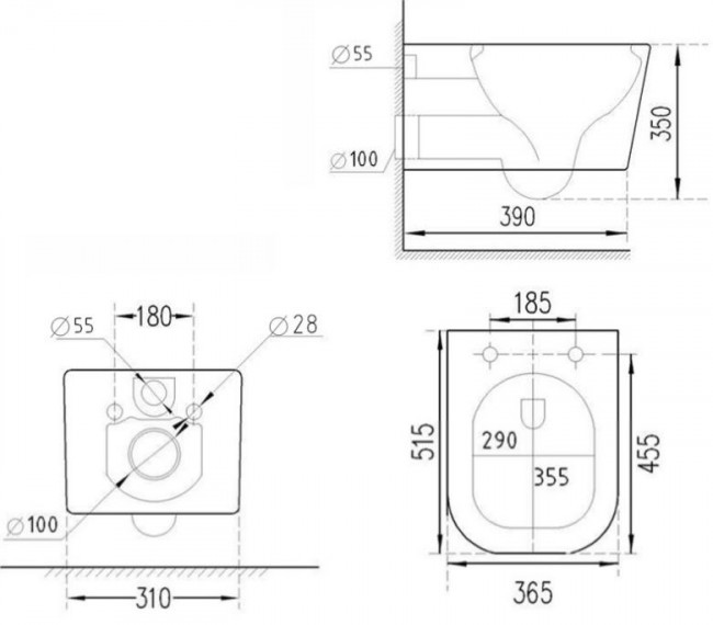 Унитаз-биде подвесной Esbano Leon-WB ESWBLEONW безободковый с функцией биде