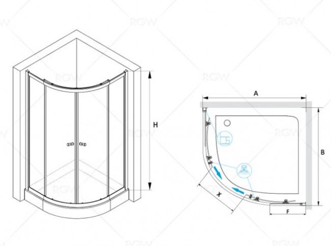 Душевой уголок RGW CL-51 90*90 04095199-51 шиншилла