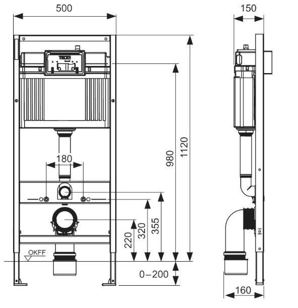Комплект инсталляции TECE Base с безободковым унитазом Azario Uno AZ-2380 SET-TC-412-2380
