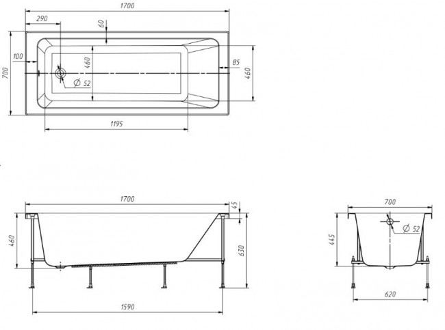Акриловая ванна Roca Leon 170*70 248658000
