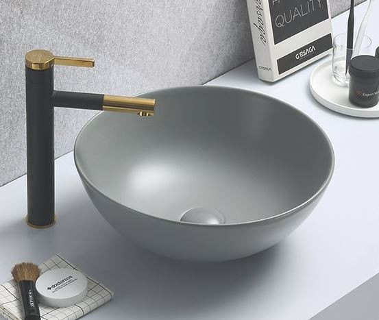 Раковина CeramaLux 104MH-5 41,5*41,5 накладная серый матовый