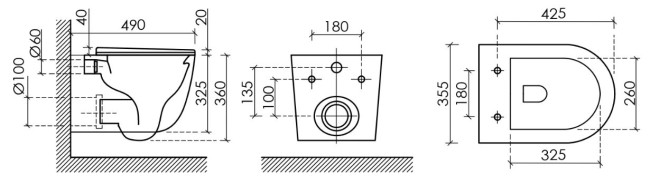 Унитаз подвесной Ceramicanova Metropol Торнадо CN4002TMB безободковый с микролифтом черный матовый