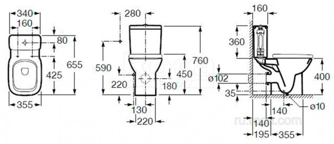 Унитаз Roca Debba 342997000 напольный с бачком 34199100Y без сиденья