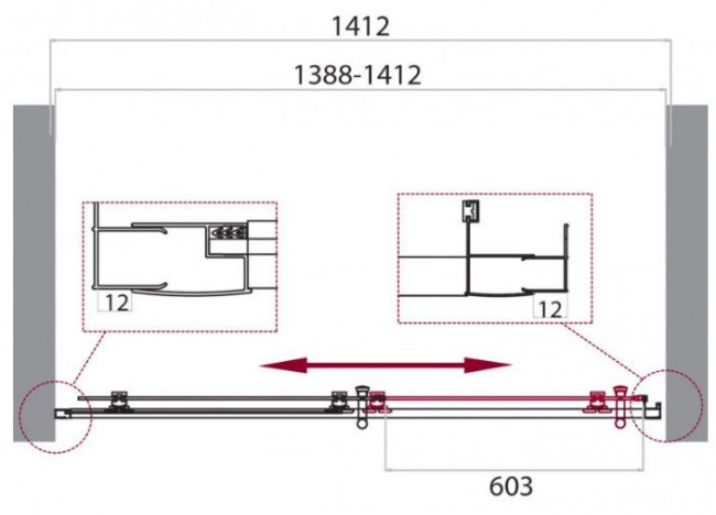 Душевая дверь BelBagno UNO-195-BF-1-140-C-Cr прозрачное