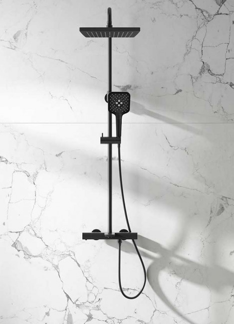 Душевая система Vincea Next VSFS-1N1TMB с термостатом черный матовый