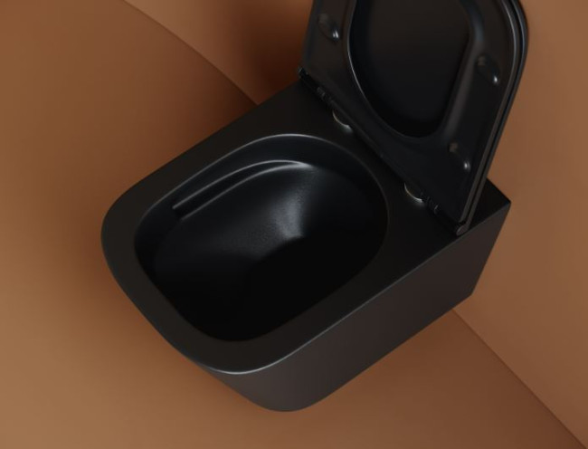 Унитаз подвесной Ceramicanova Union Торнадо CN4009TMB безободковый с микролифтом черный матовый