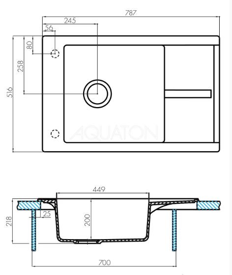 Мойка для кухни Акватон Делия 78 1A715132DE220 песочная