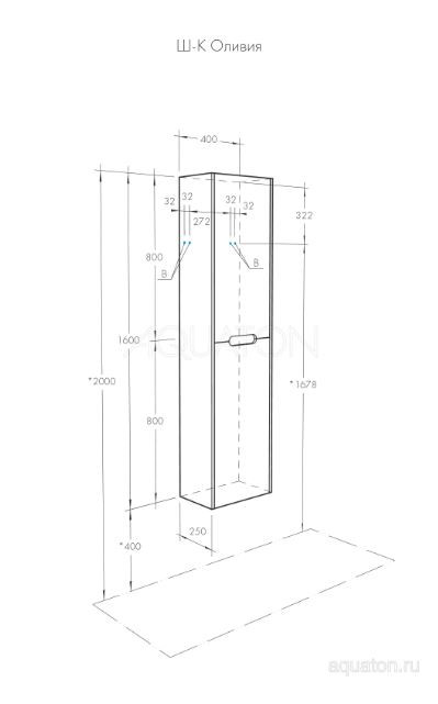 Шкаф-колонна Акватон Оливия 1A254603OLVG0 бежевый, дуб велл