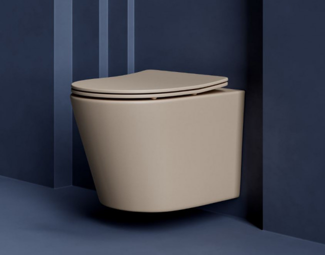 Унитаз подвесной Ceramica Nova Balearica Rimless CN6000MC безободковый с микролифтом капучино матовый