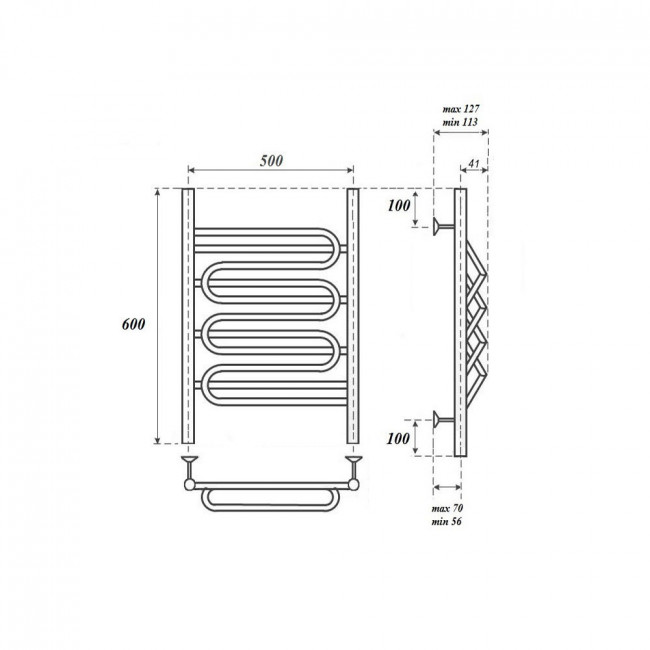 Полотенцесушитель водяной Point Юпитер примиум PN01156S П5 500*600 хром