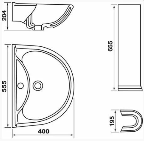 Раковина с пьедесталом Оскольская Керамика Престиж Стандарт 55 45101100302 белый