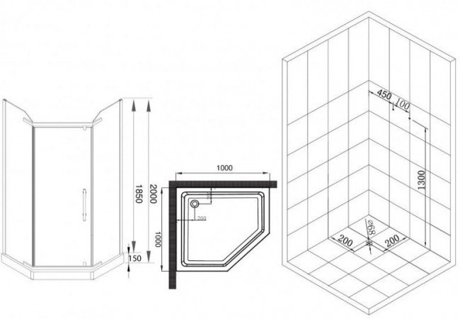 Душевой уголок Esbano ESD-8170 100*100 с поддоном